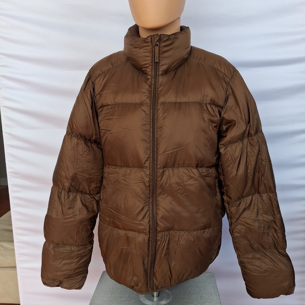 Uniqlo Ultra Light Down Puffer Jacket Brown Full Zip Quilted Mens L